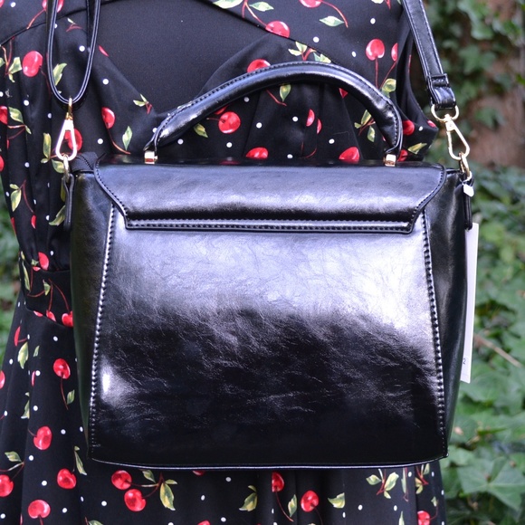 Pink Haley Black Satchel with Red Heart - Picture 3 of 4